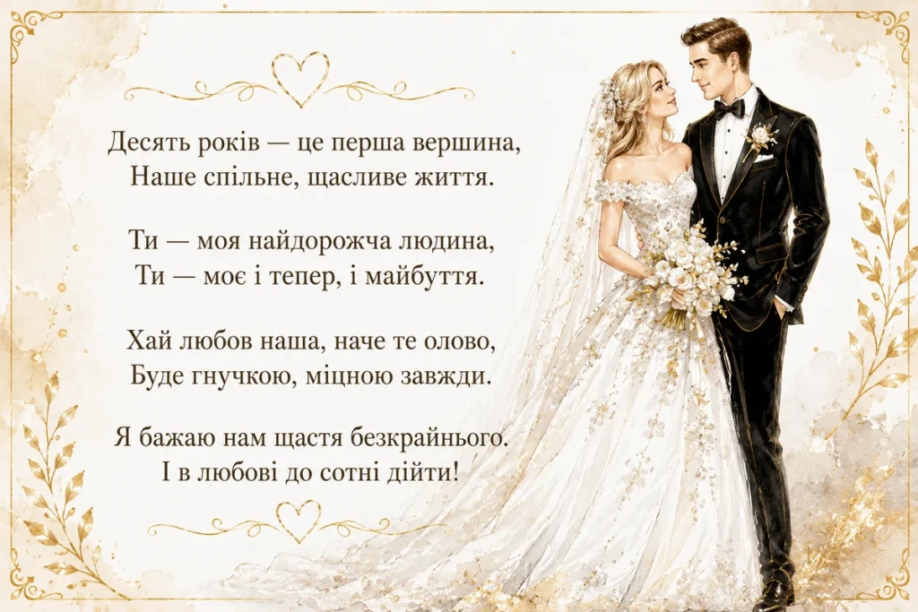 Поздравление с 10-летием свадьбы — Открытка 9