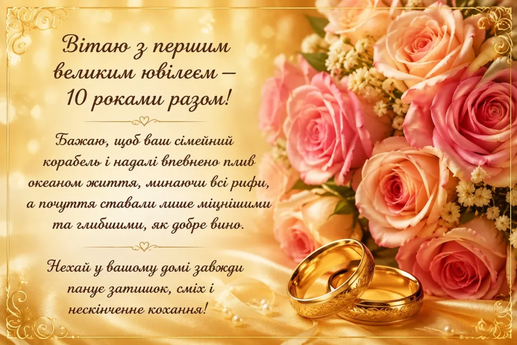 Поздравление с 10-летием свадьбы — Открытка 4