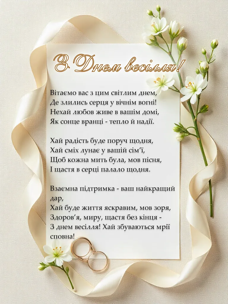 прикольні привітання з днем весілля молодим у віршах - Листівка 13