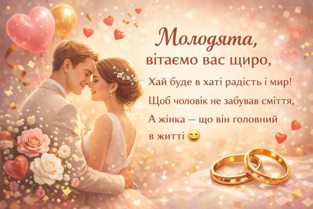 прикольні привітання з днем весілля молодим у віршах - Листівка 17