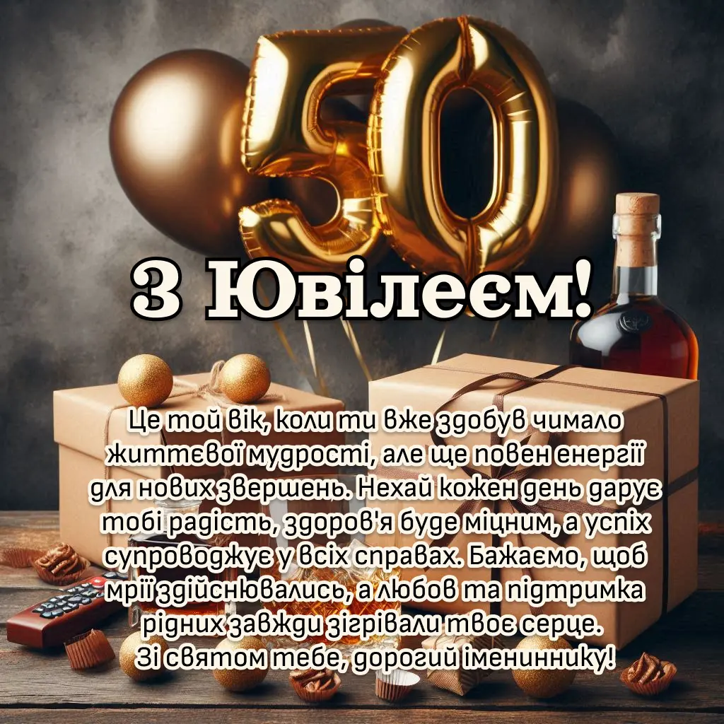 привітання з днем народження чоловіку 50 років - Листівка 14
