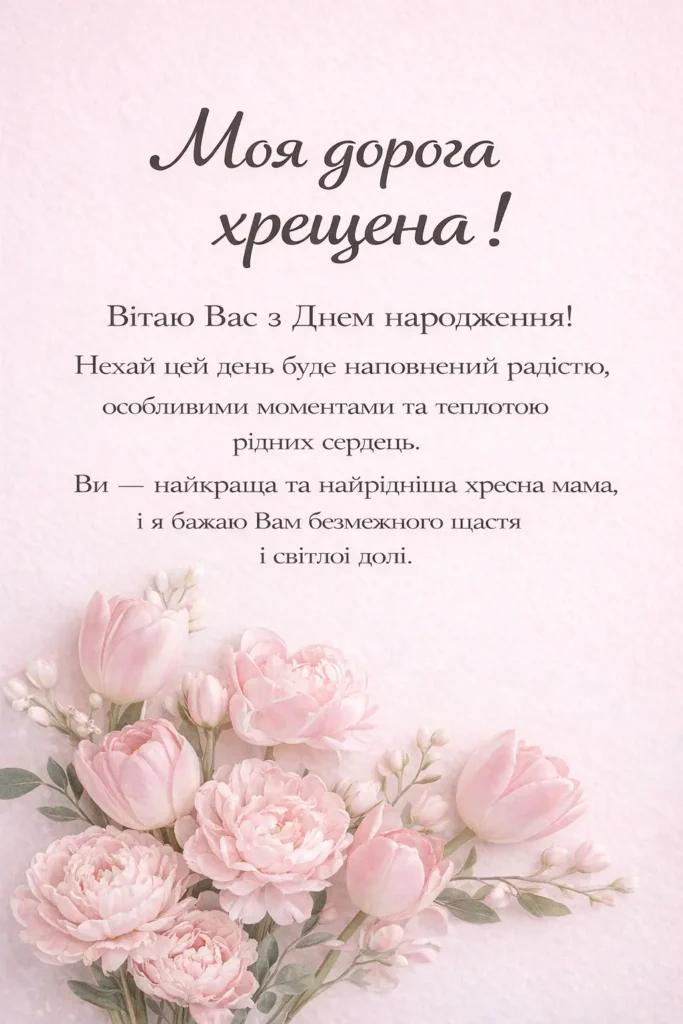 привітання з днем народження хресній мамі - Листівка 21