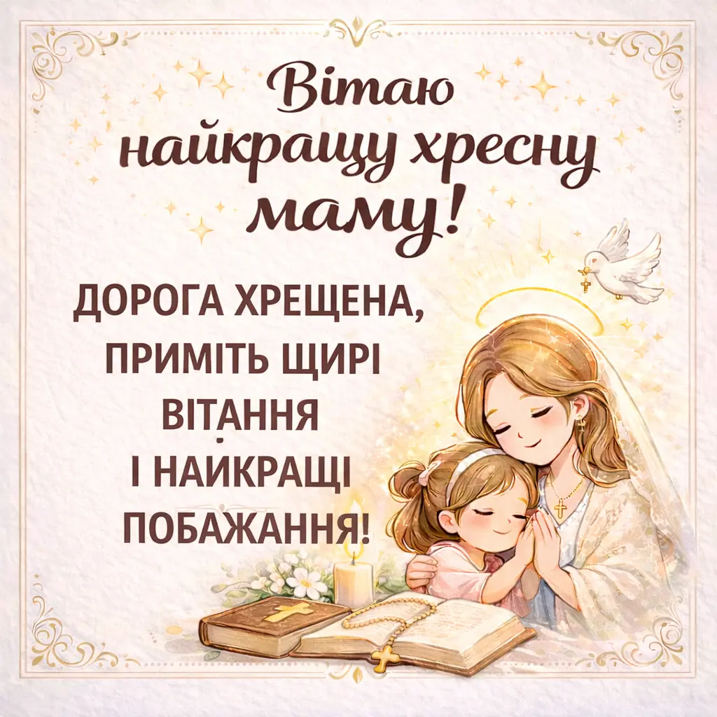 привітання з днем народження хресній мамі - Листівка 22