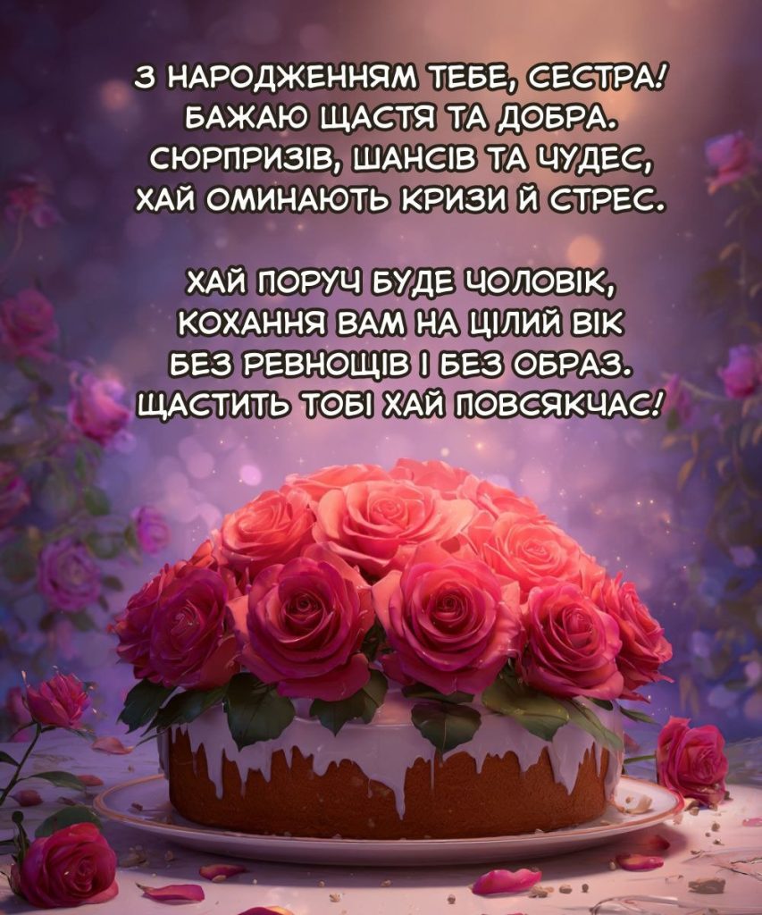 привітання з днем народження сестрі до сліз вірш - Листівка 12