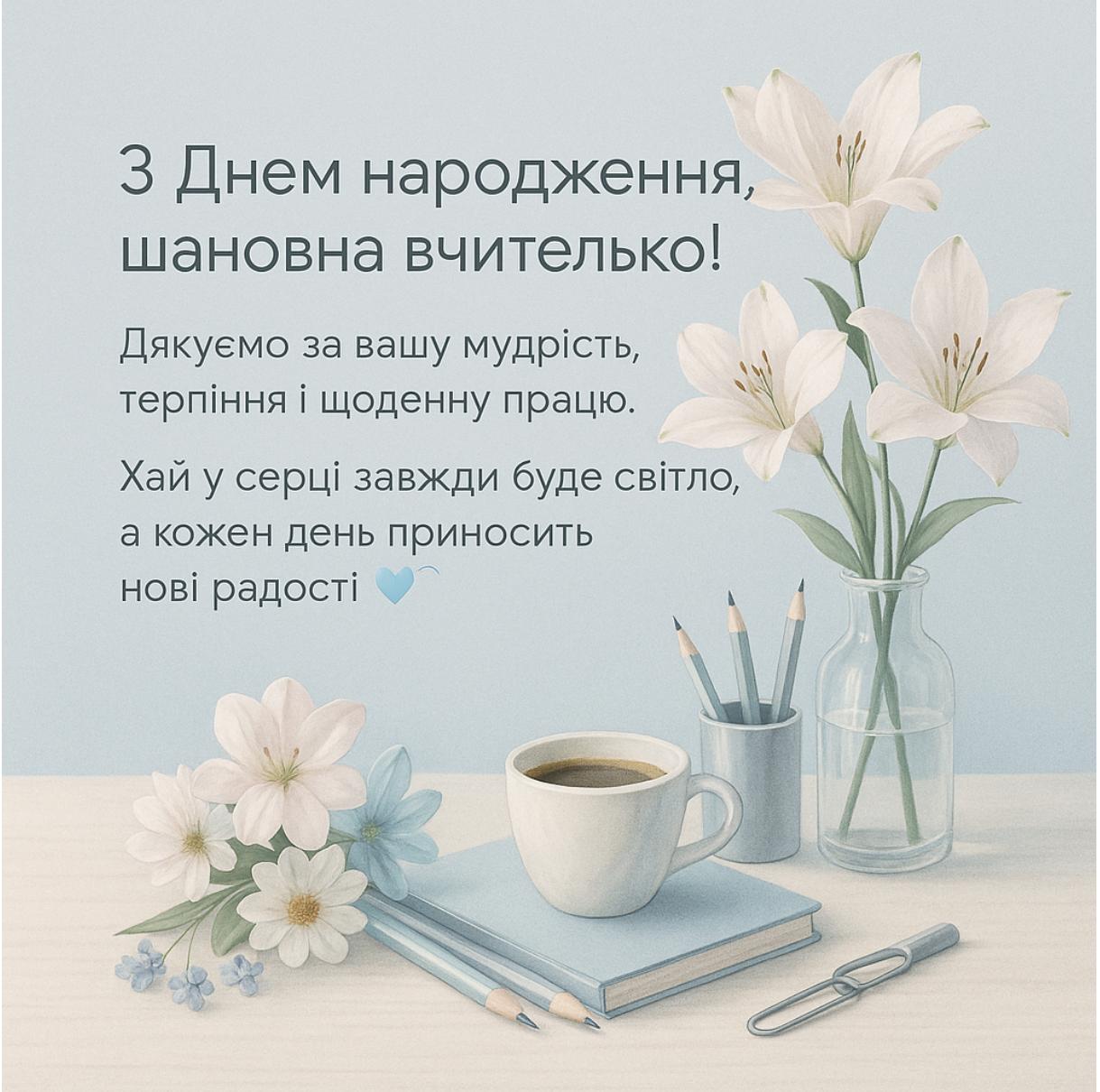 Поздравление с днём рождения учительнице — Открытка 7