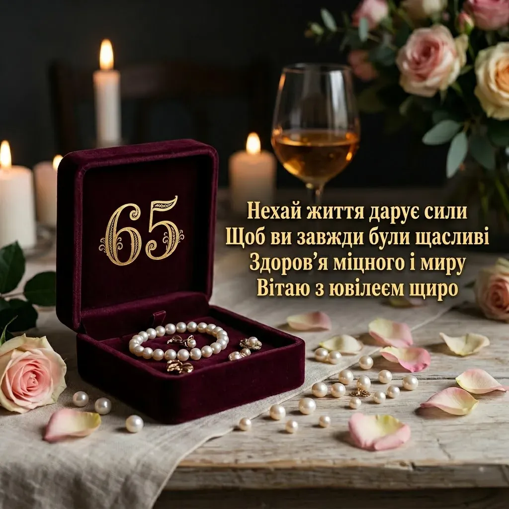 привітання з днем народження жінці 65 років - Листівка 3