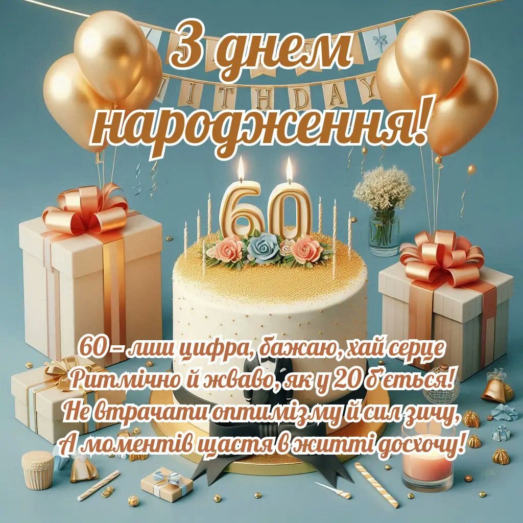 С 60-летием — Открытка 11