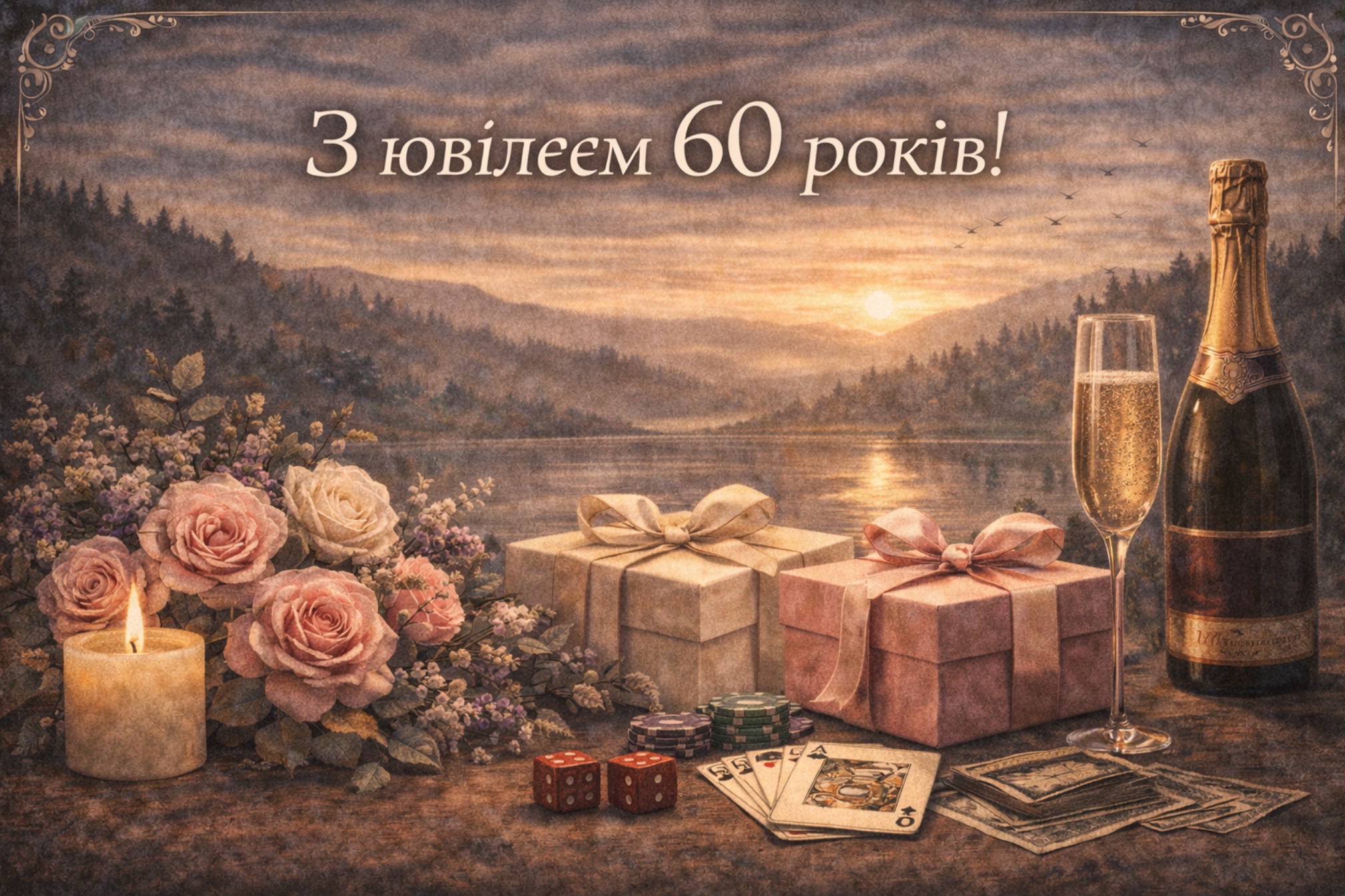 С 60-летием — Открытка 17