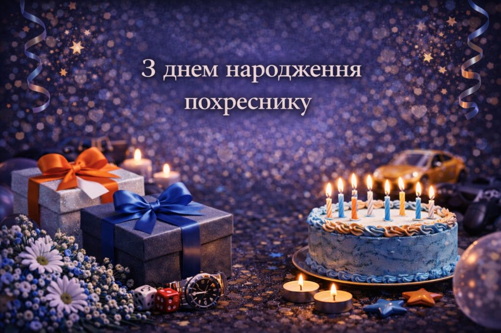 хрещенику вітання з днем народження похреснику від хресної - Листівка 1