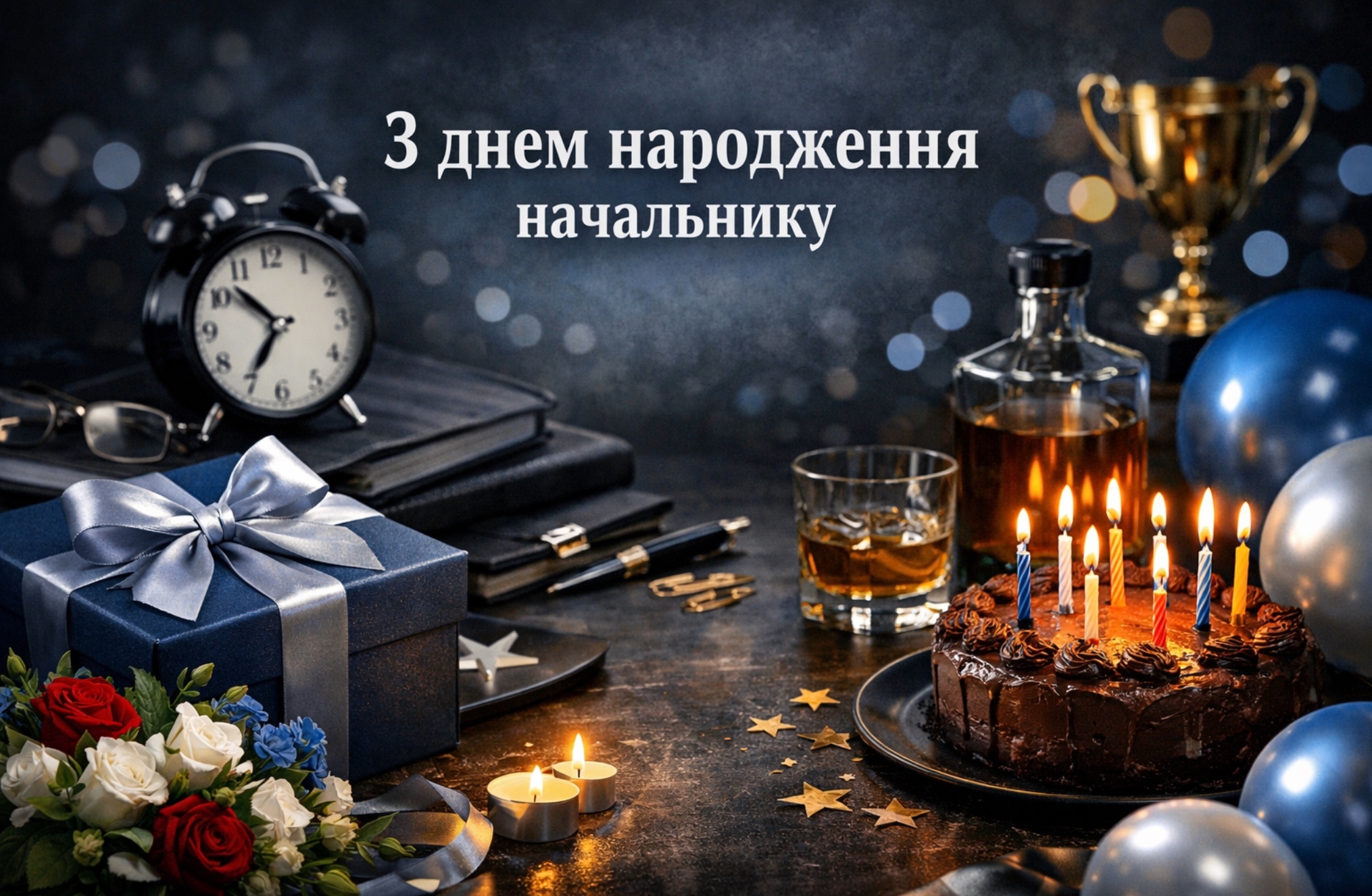 короткі привітання з днем народження начальника - Листівка 15