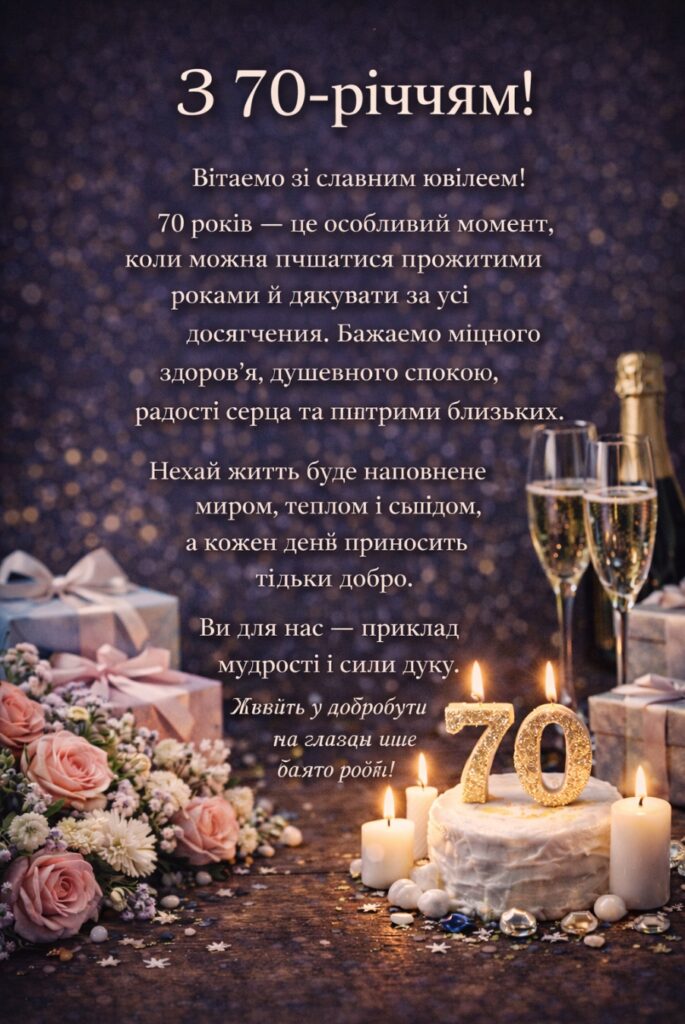 Поздравление с 70-летием — Открытка 3