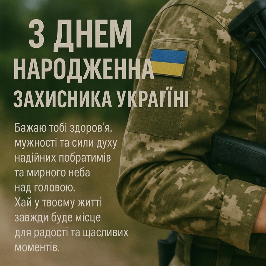 привітання з днем народження військового своїми словами - Листівка 1