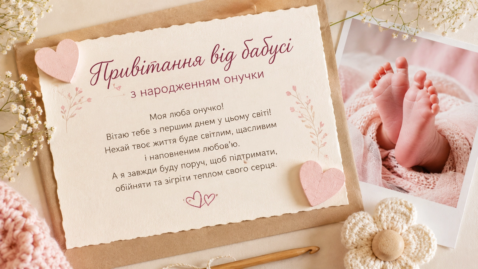 Поздравление с рождением внучки — Открытка 13