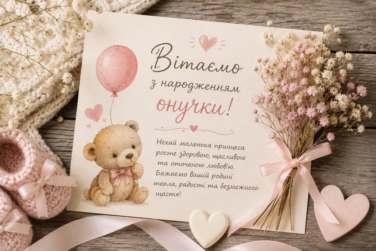 Поздравление с рождением внучки — Открытка 5