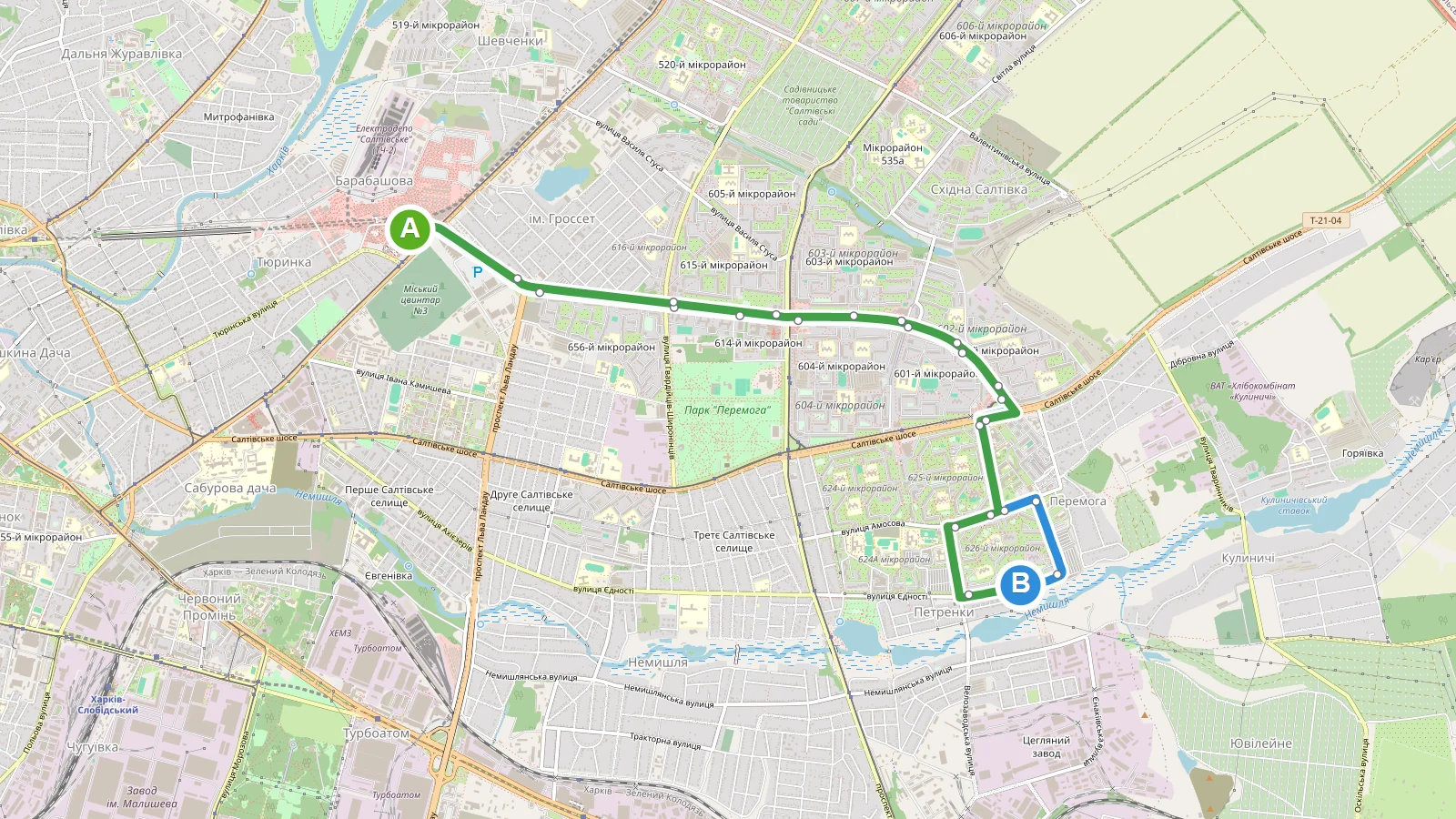 Карта маршруту Автобус 81 Харків
