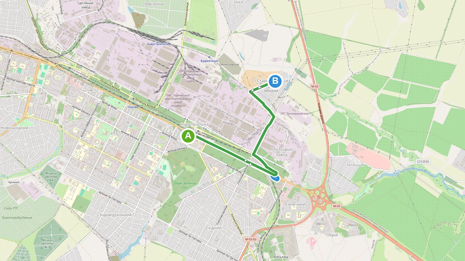 Karta marshrutu Автобус 21 Харків