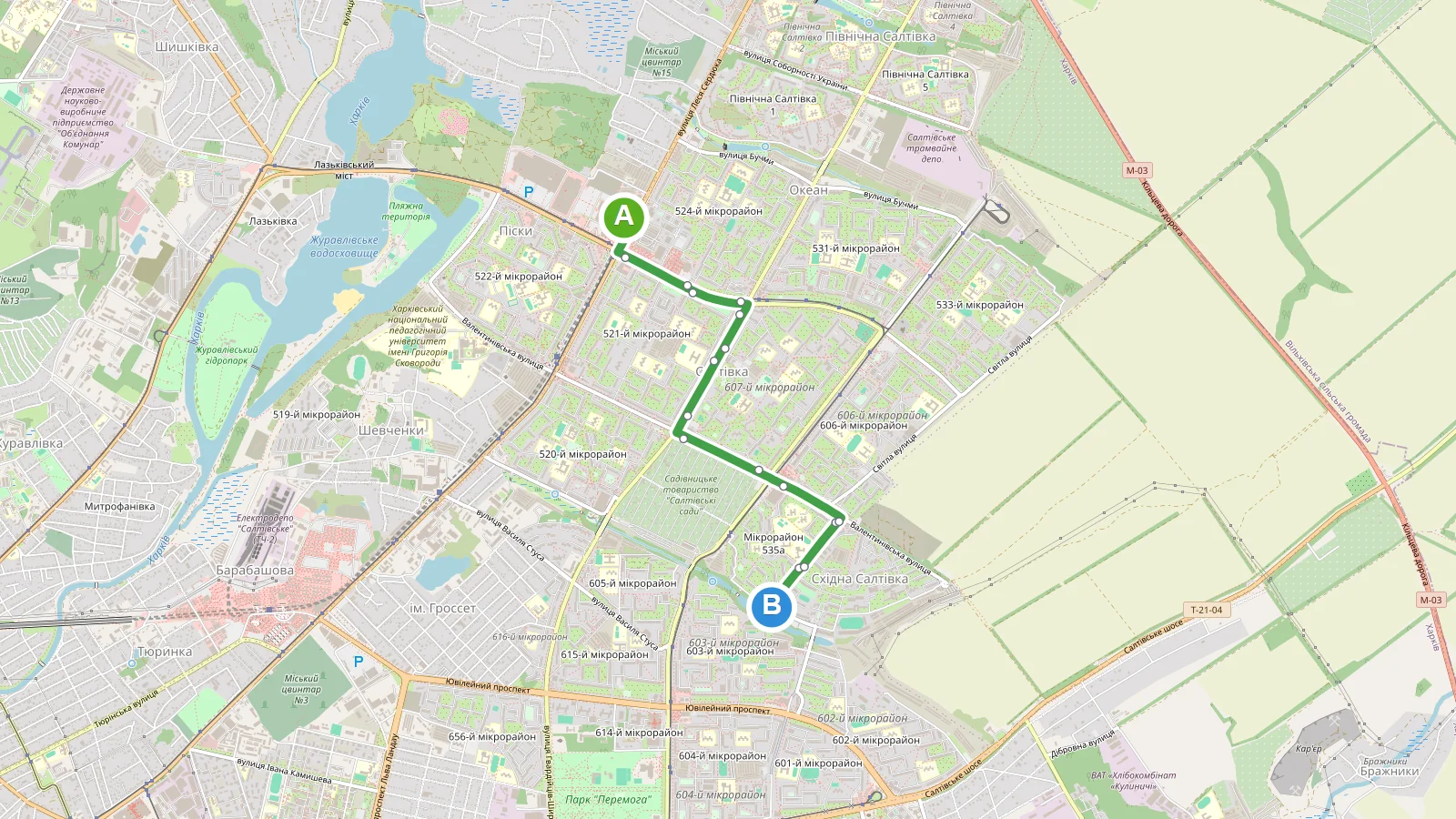 Карта маршруту Автобус 268 Харків
